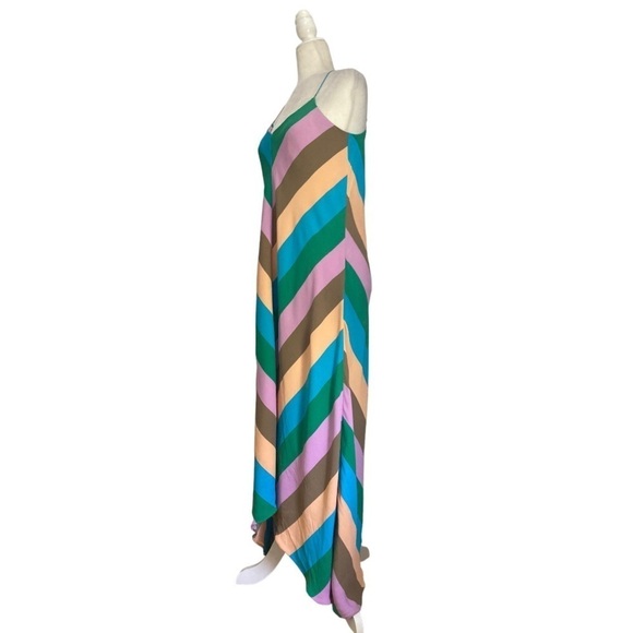 Tibi Julian Chevron Multi Stripe Maxi Slip Dress - Picture 5 of 15